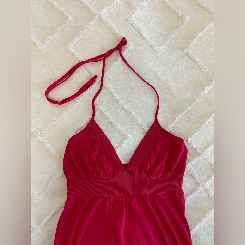 Miss Selfridge Maxi Halter Sundress in Pink (Size 8)